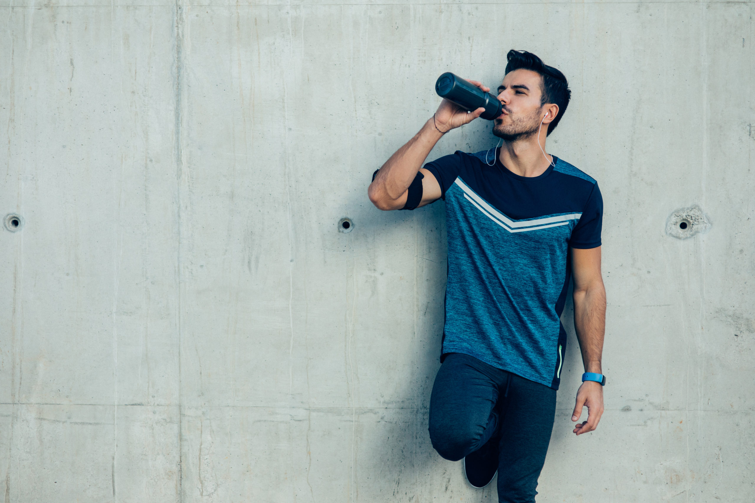 Jogger drinking water
